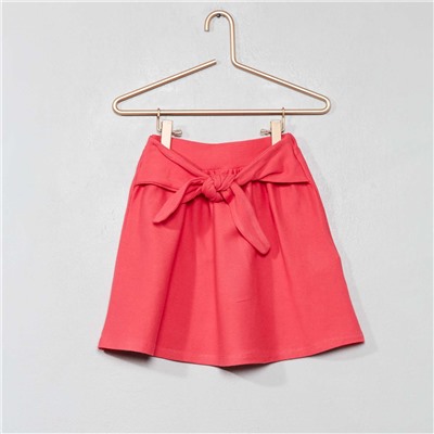 Расклешенная юбка с бантиком - розовый