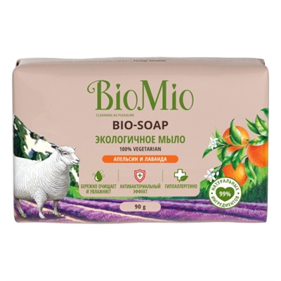 BioMio Мыло туалетное, 90гр, Апельсин, лаванда и мята (24), шт