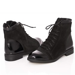 Женские кожаные ботинки DeLis DeL28257 Черный лак+замша: Под заказ