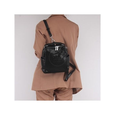 Рюкзак жен искусственная кожа Vishnya-19500-2,   (сумка-change),  2отд,  черный SALE 242387