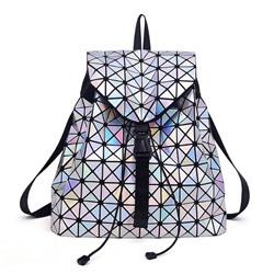 Рюкзак с геометрическим рисунком 0088 серебряная голограмма