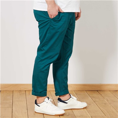 Зауженные брюки-чинос из эластичного твила - глубокий зеленый
