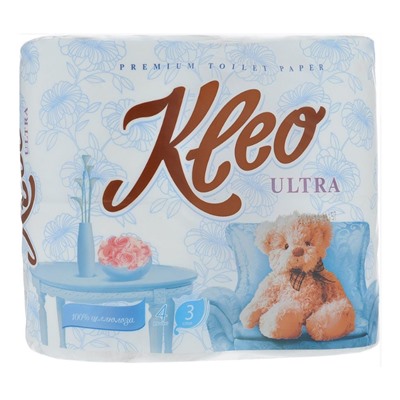 Туалетная бумага Kleo Ultra, 3 сл., 4 рул.