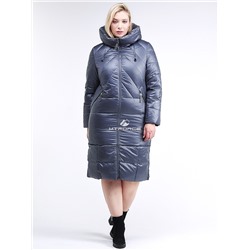 Женская зимняя классика куртка большого размера темно-серого цвета 108-915_25TC