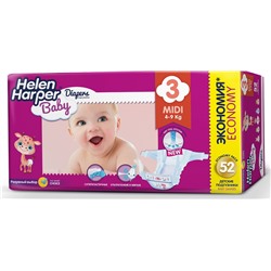Helen Harper Детские подгузники Baby размер 3. Midi (4-9 кг) 52 шт.