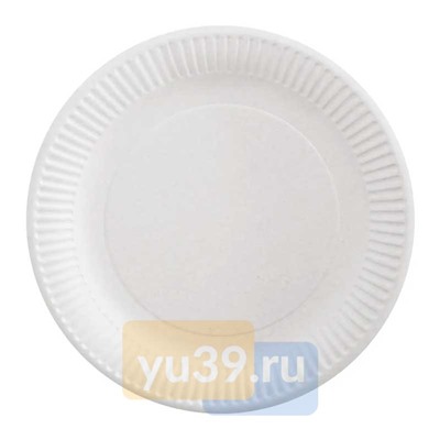 Тарелка круглая, картон, белая, d=180 мм, 50 шт.