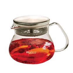 Заварочный чайник Kelli KL-3228 жаропр стекло 0.8л крышка со встроенным фильтром из нержавеющей (24) оптом
