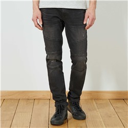 Узкие джинсы в байкерском стиле - серый
