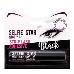 Клей для накладных ресниц с кисточкой, черный, Strip Lash Adhesive Black, Selfie Star 5 г