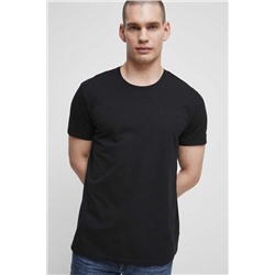 T-shirt bawełniany męski gładki z domieszką elastanu kolor czarny