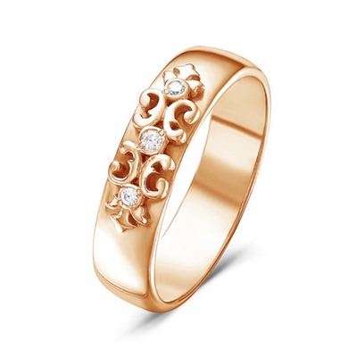 Золотое обручальное кольцо с бесцветными фианитами - 570