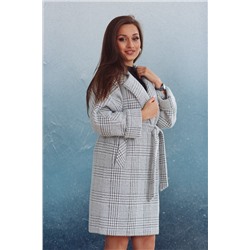 Пальто женское демисезонное 22480  (серый/клетка)