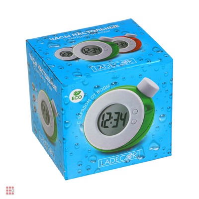 LADECOR CHRONO Часы настольные ЭКО с зарядом от воды, 6,8х8,2х8,3см, 3 цвета