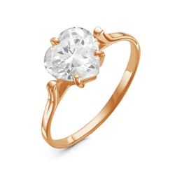 Золотое кольцо с бесцветным фианитом - 943