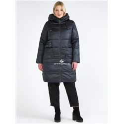 Женская зимняя классика куртка большого размера болотного цвета 98-920_122Bt