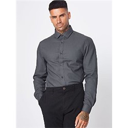 Grey Textured Long Sleeve Shirt