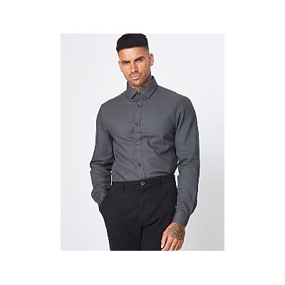 Grey Textured Long Sleeve Shirt