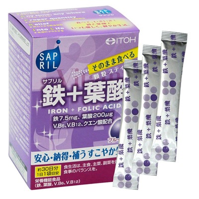 Японский БАД Железо &#43 фолиевая кислота со вкусом чернослива (30 дней), ITOH 30 шт.