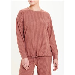 Soft Touch Ribbed Drawstring Sweatshirt