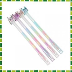 Ручка гел. с многоцветным стержнем, наконечник в форме котика, 17, 5см, 0, 5мм, пластик, 4 дизайна