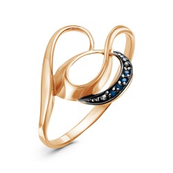 Золотое кольцо с фианитами синего цвета - 980