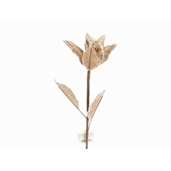 Цветок декоративный (на ножке) "Пуансетия" бежевый, h=66см. (металл, бумага, ткань) (упаковочный пак