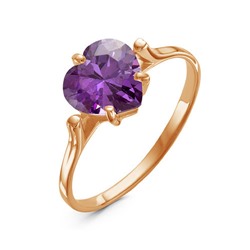 Золотое кольцо с фиолетовым фианитом - 943