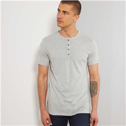 Узкая футболка с воротом на пуговицах Eco-conception - серый