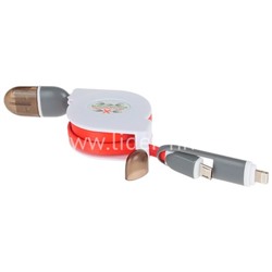 USB кабель 2в1 для iPhone 5/6/6Plus/7/7Plus и micro USB 1.0 м (красный) АВТОСМОТКА