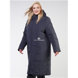 Женская зимняя классика куртка большого размера темно-синего цвета 114-935_123TS