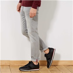 Узкие джинсы с потертостями - серый