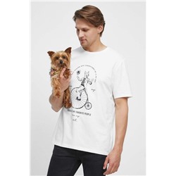 T-shirt bawełniany męski z domieszką elastanu z kolekcji na Dzień Psa kolor biały