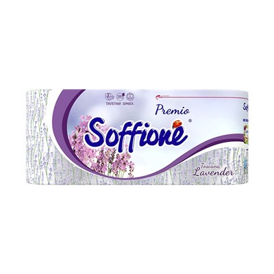 Туалетная бумага Soffione Lavender, 3сл., фиолетовая, 8 рул.