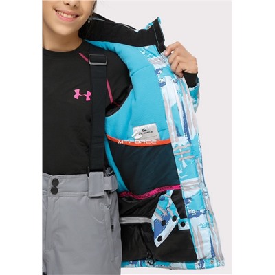 Подростковая для девочки зимняя горнолыжная куртка голубого цвета 1774Gl
