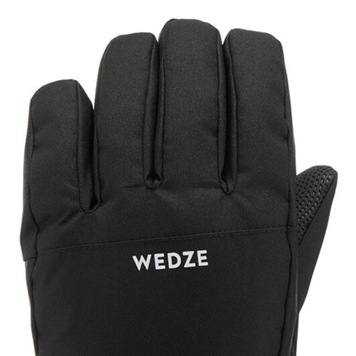 Перчатки лыжные теплые водонепроницаемые для детей черные 100 WEDZE