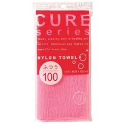 Мочалка для тела средней жесткости Cure series, OHE 100 см (розовая)