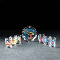 Набор подарочный «Крепкие напитки», стеклянный, 7 предметов: стопка 70 мл, пепельница