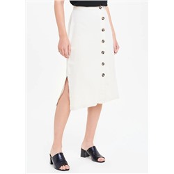 Linen Button Through Midi Skirt
