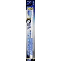 Жёсткая зубная щетка с комбинированным прямым срезом ворса и прорезиненной ручкой, EBISU