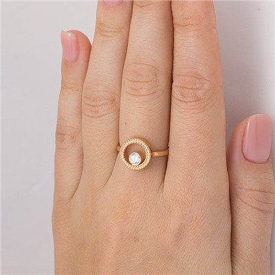 Золотое кольцо с бесцветным фианитом - 1013