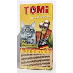 TOMI лакомство-соус для кошек 8шт*15гр. домашняя птица + биотин