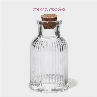 Набор баночек для специй Доляна «Парфе. Афина», 35 мл, 4.3×8 см, с пробковой крышкой, 12 шт., стекло, прозрачный