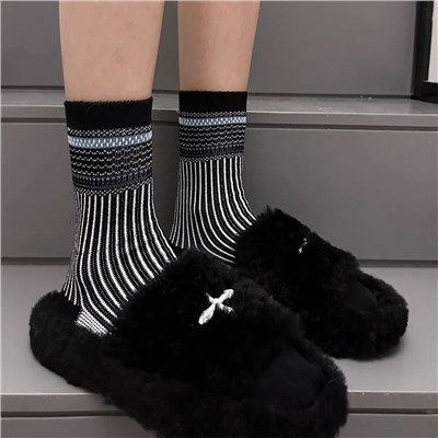 Cotton retro demi-season Japanese knee socks, internet celebrity, mid-length