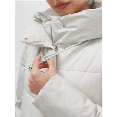 Куртка женская демисезонная с капюшоном серого цвета 1139Sr