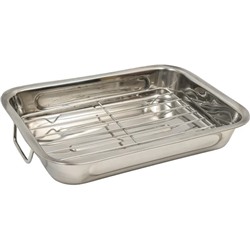 Противень Agness нержавеющая сталь, с решеткой, 31x22x5 см 880-159