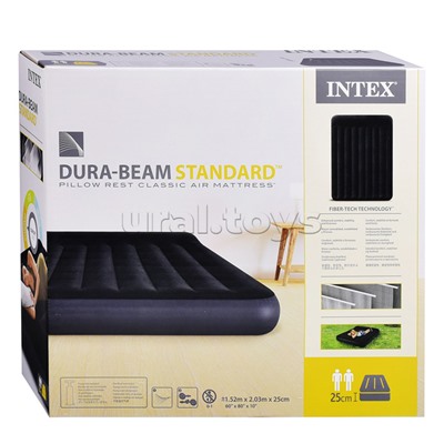 Матрас надувной Pillow Rest Classic Fiber-Tech, 152 х 203 х 25 см, 64143 INTEX не товарный вид.нарушена упаковка