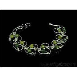 Браслет нефрит в посеребрении, 17см.