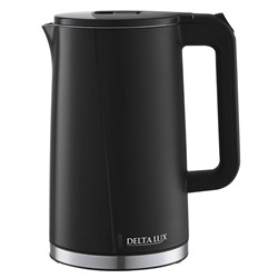 Чайник электрический 2200 Вт, 1,8 л DELTA LUX DE-1011, двойной корпус, черный