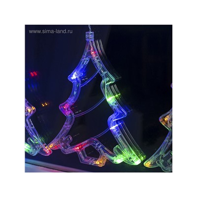 Гирлянда «Бахрома» 2.4×0.9 м с насадками «Ёлки», IP20, прозрачная нить, 138 LED, свечение мульти, 8 режимов, 220 В