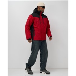 Горнолыжная куртка мужская зимняя красного цвета 7611Kr